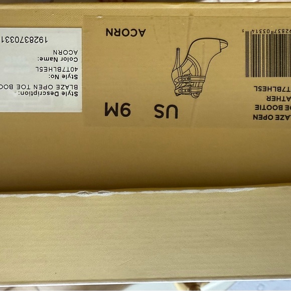 Michael Kora Acorn Brown Peep-Toe Heels with Gold Buckle Straps - Picture 7 of 7